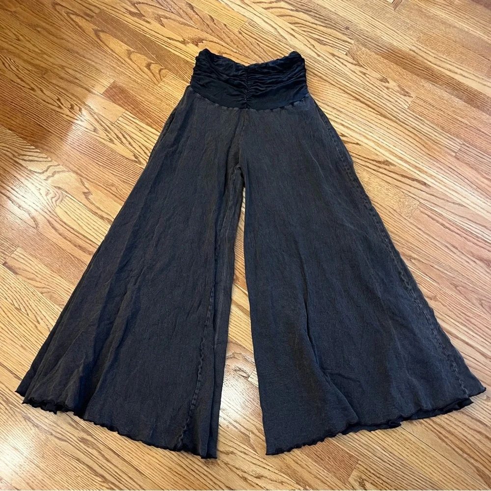 Free People Jayla Ruched Wide Leg Pants Washed Black FP One Women’s Wide Leg M - Picture 3 of 8